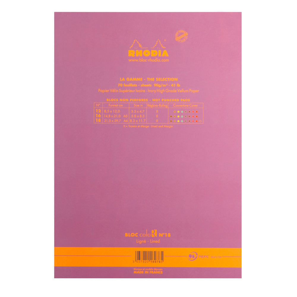 Rhodia ColoR No. 18 A4 Notepad - Violet, Lined, Pen Place