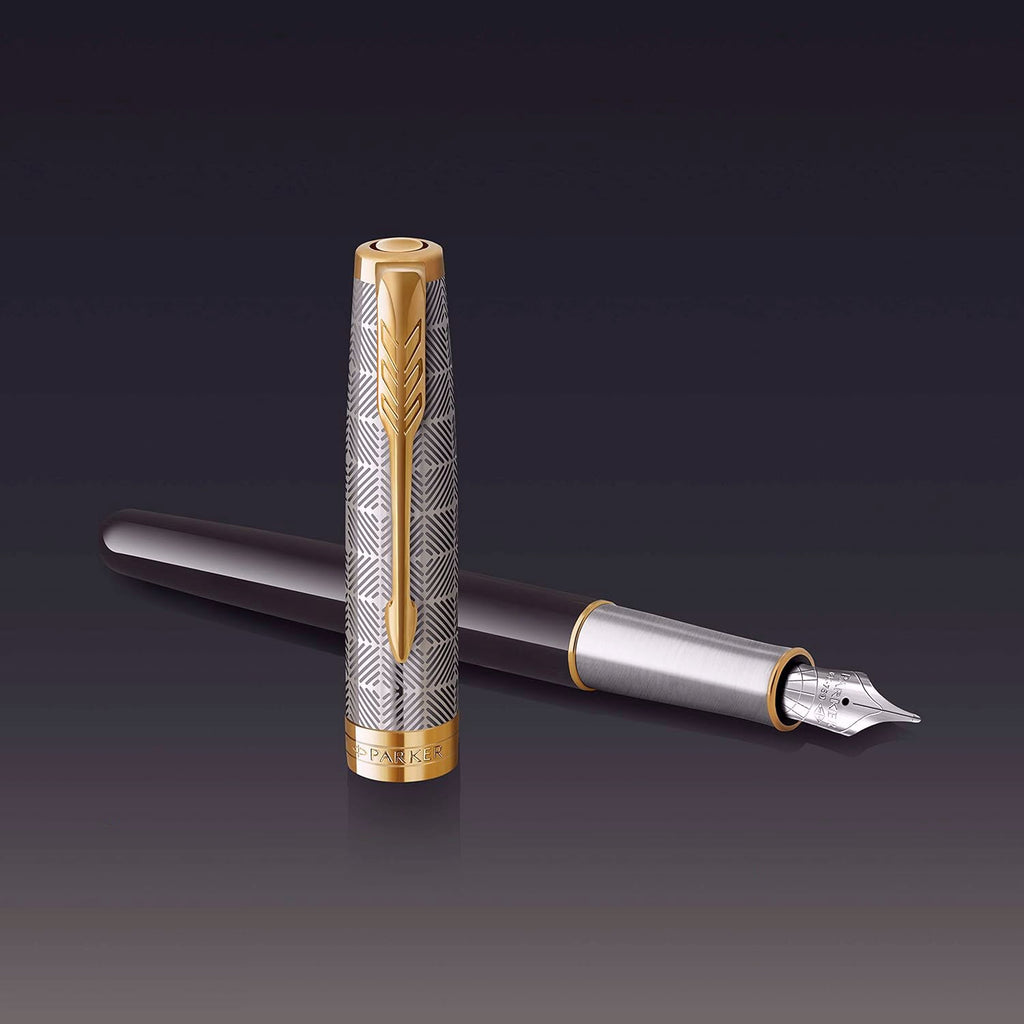 Parker Premium Sonnet Metal & Black Lacquer GT Fountain Pen