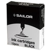 Sailor Dye Ink Cartridge (Black - Pack of 12) 13-0404-120