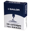 Sailor Dye Ink Cartridge (Blue Black - Pack of 12) 13-0404-144